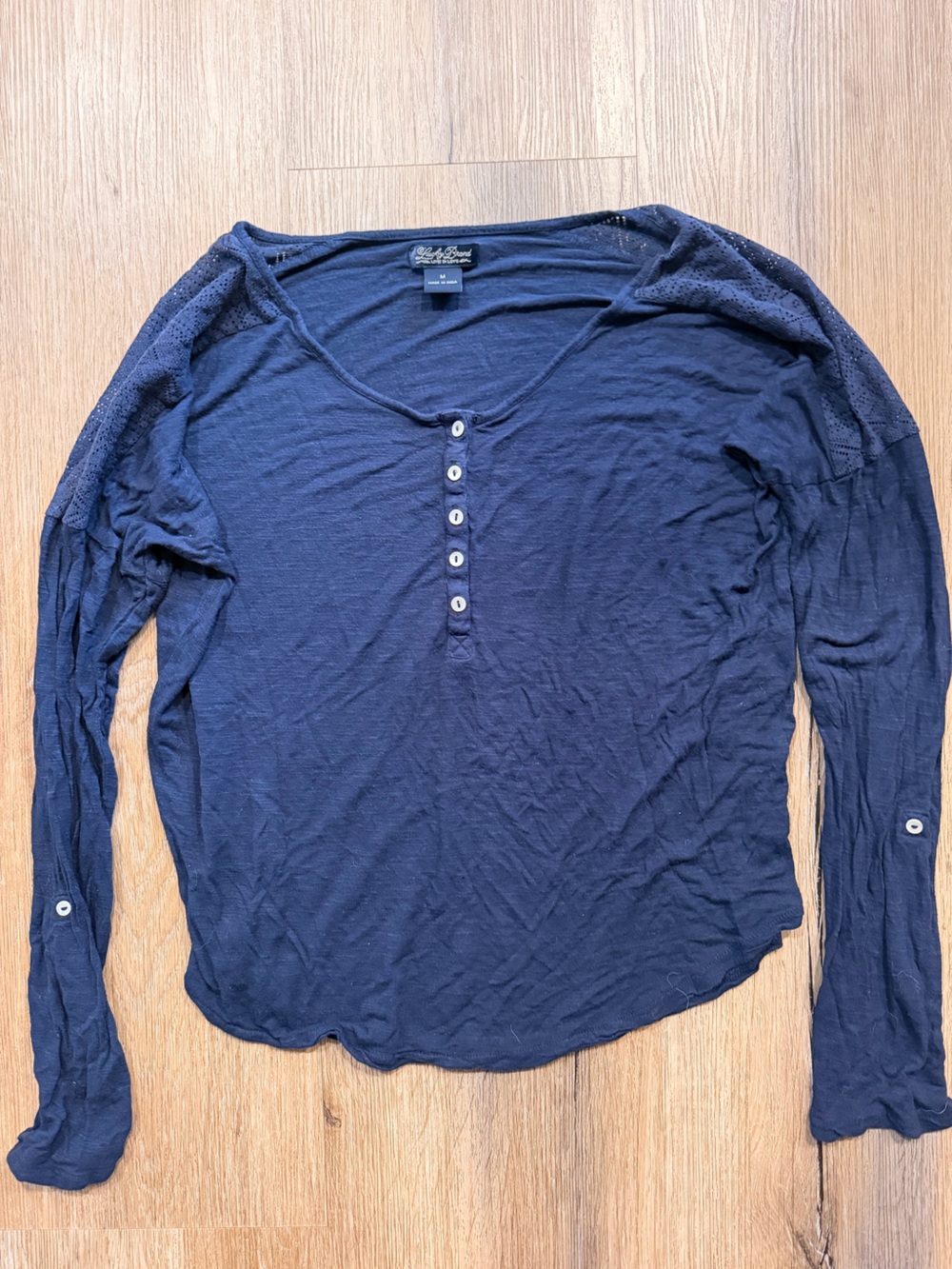 Lucky Brand Navy Long-Sleeve Henley Top size M